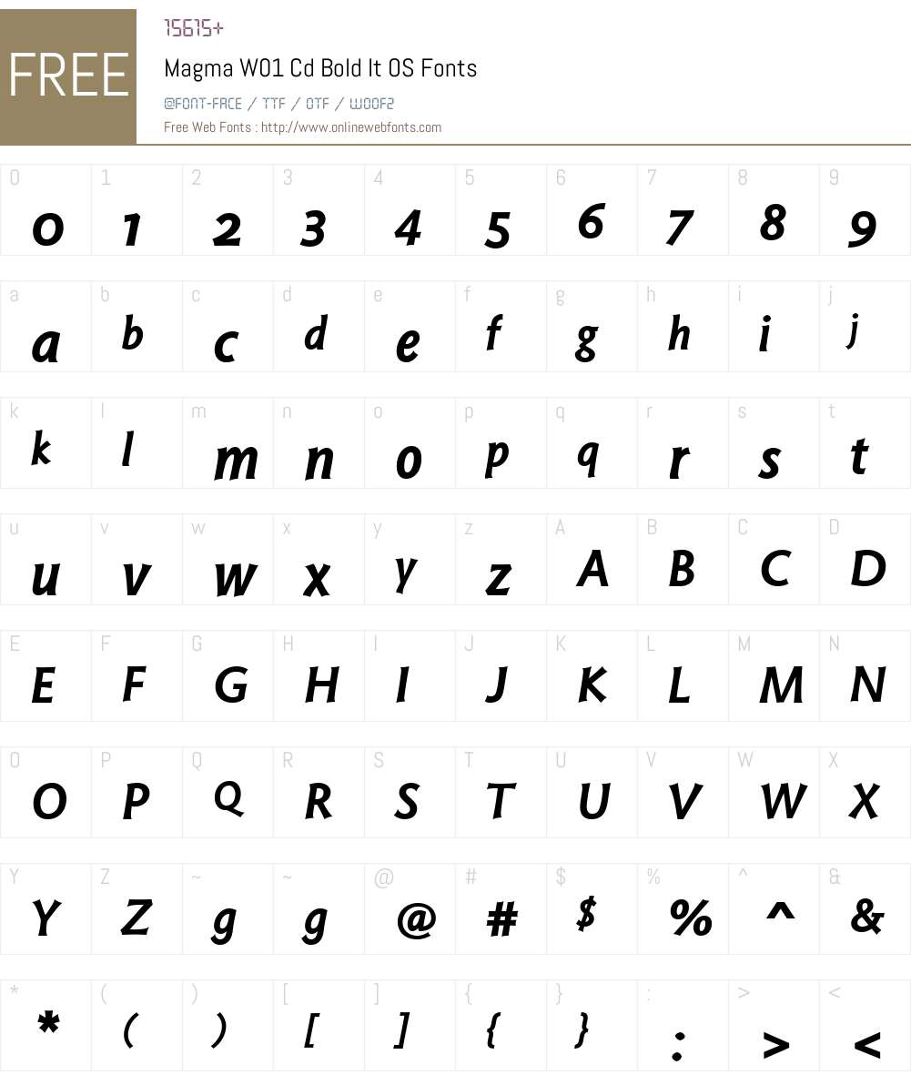 MagmaW01-CdBoldItOS Font Screenshots