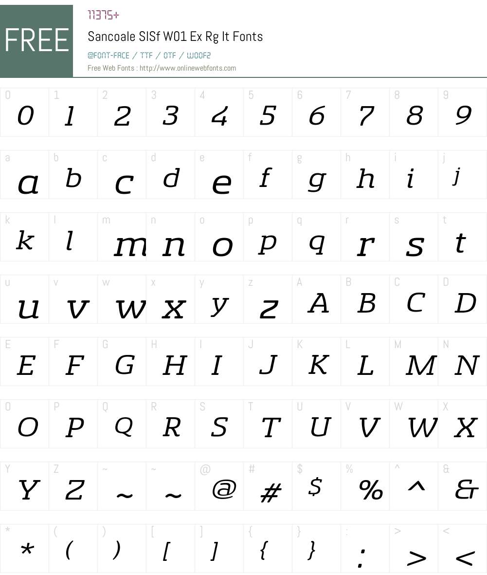 SancoaleSlSfW01-ExRegularIt Font Screenshots