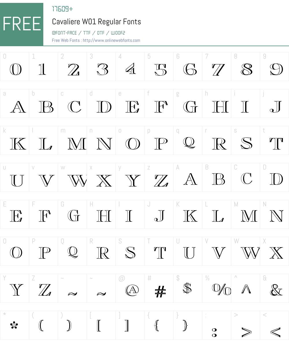 CavaliereW01-Regular Font Screenshots