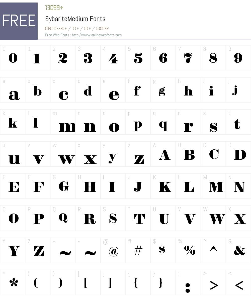 Sybarite Medium Font Screenshots