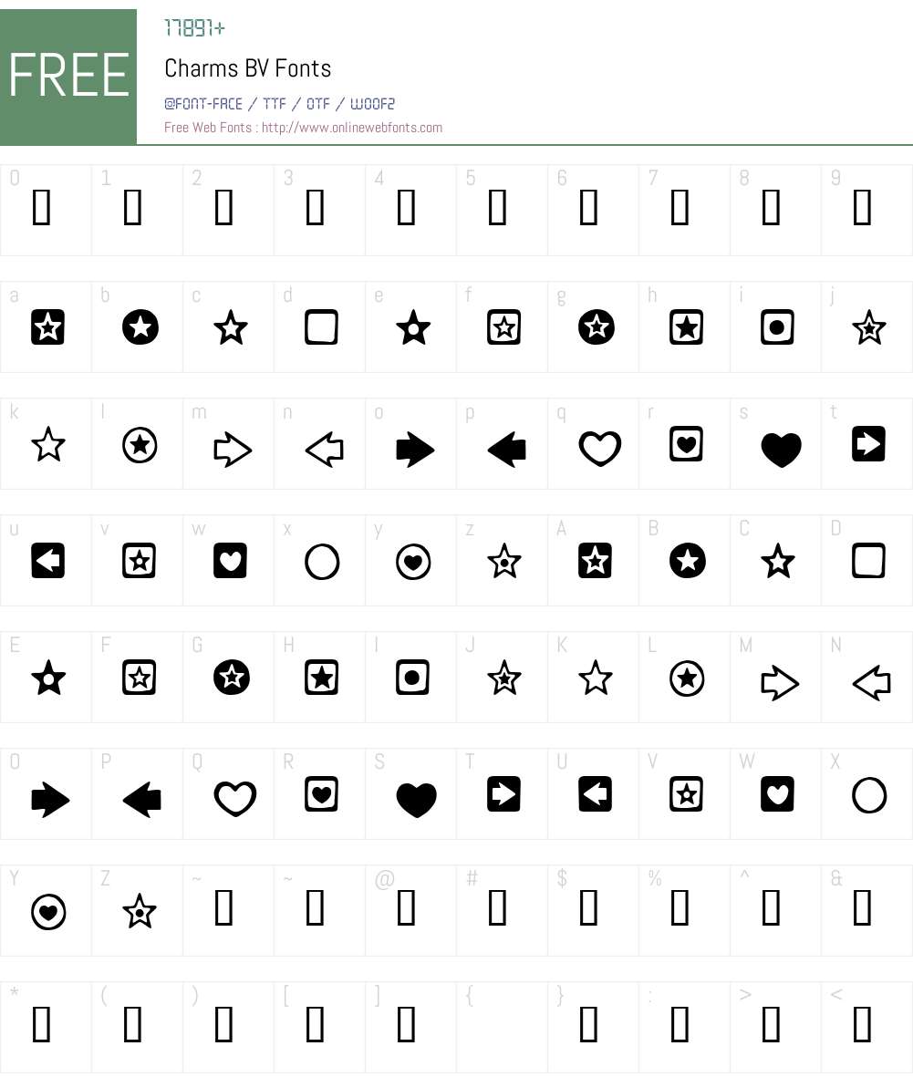 Charms BV Font Screenshots