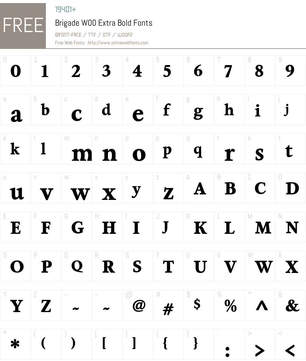 BrigadeW00-ExtraBold Font Screenshots