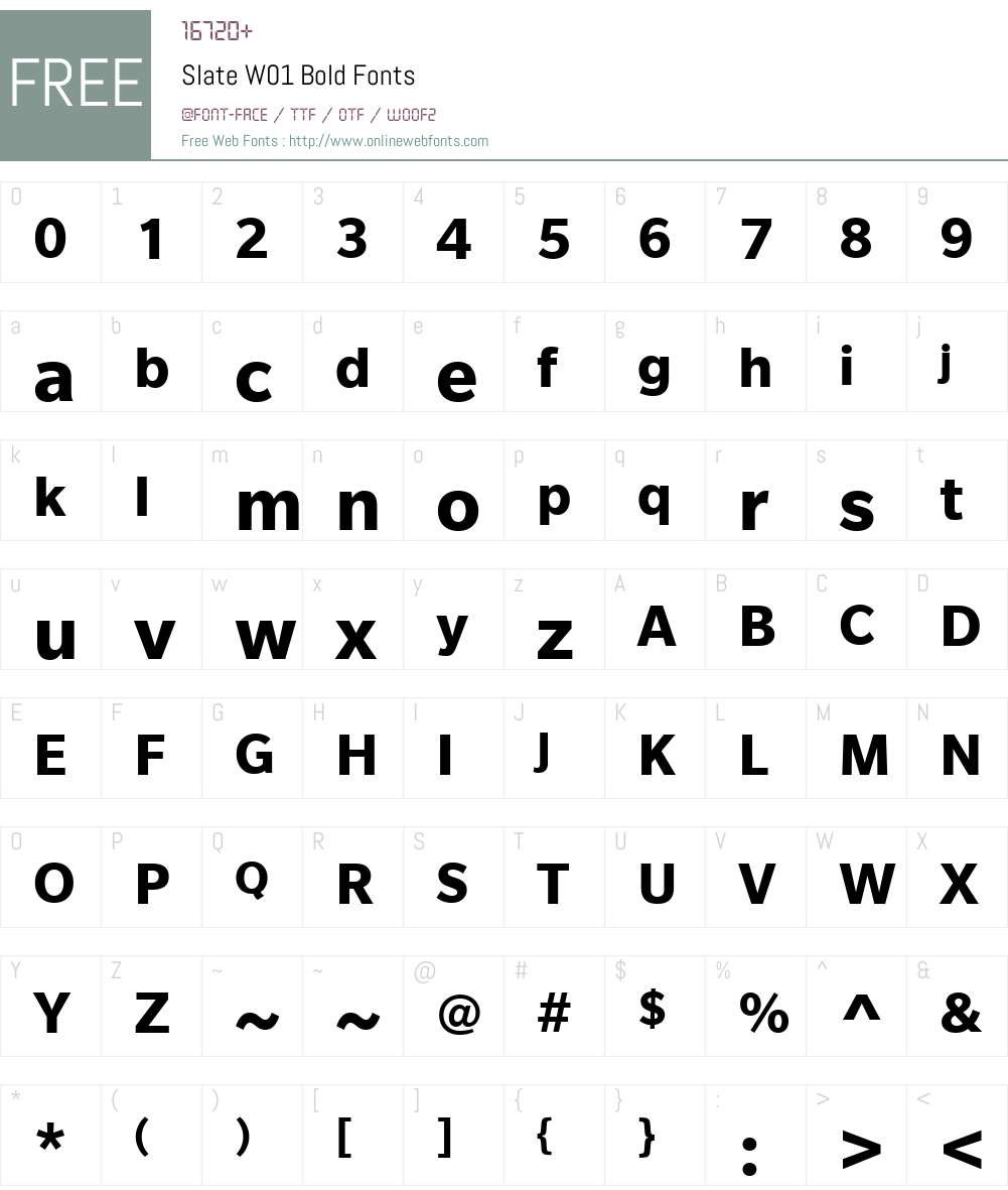 SlateW01-Bold Font Screenshots
