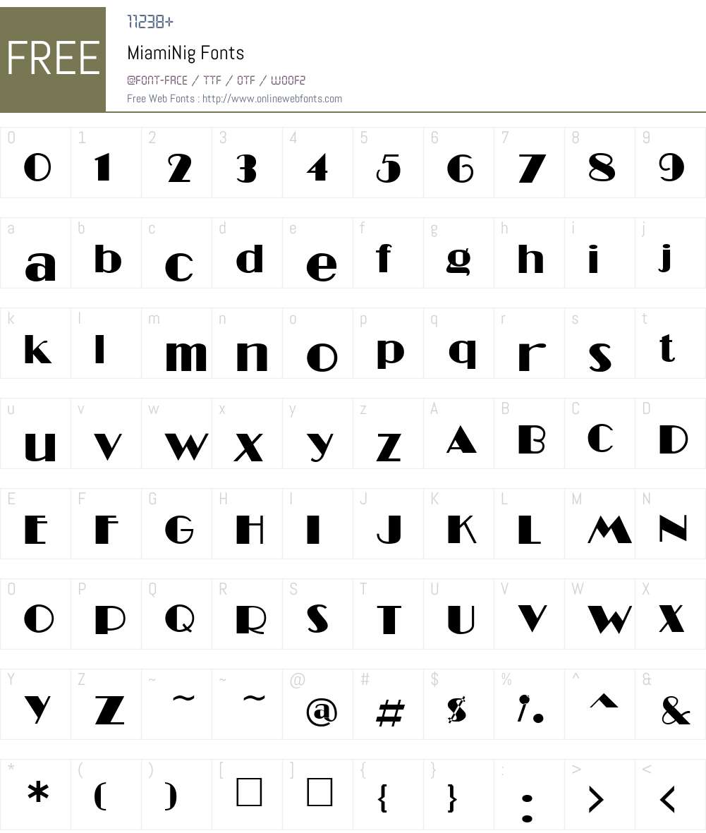 MiamiNig Font Screenshots