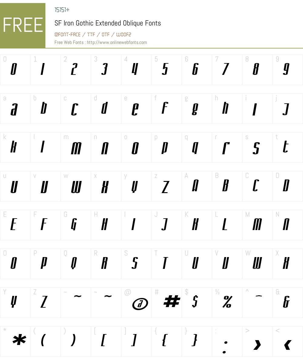 SF Iron Gothic Extended Font Screenshots