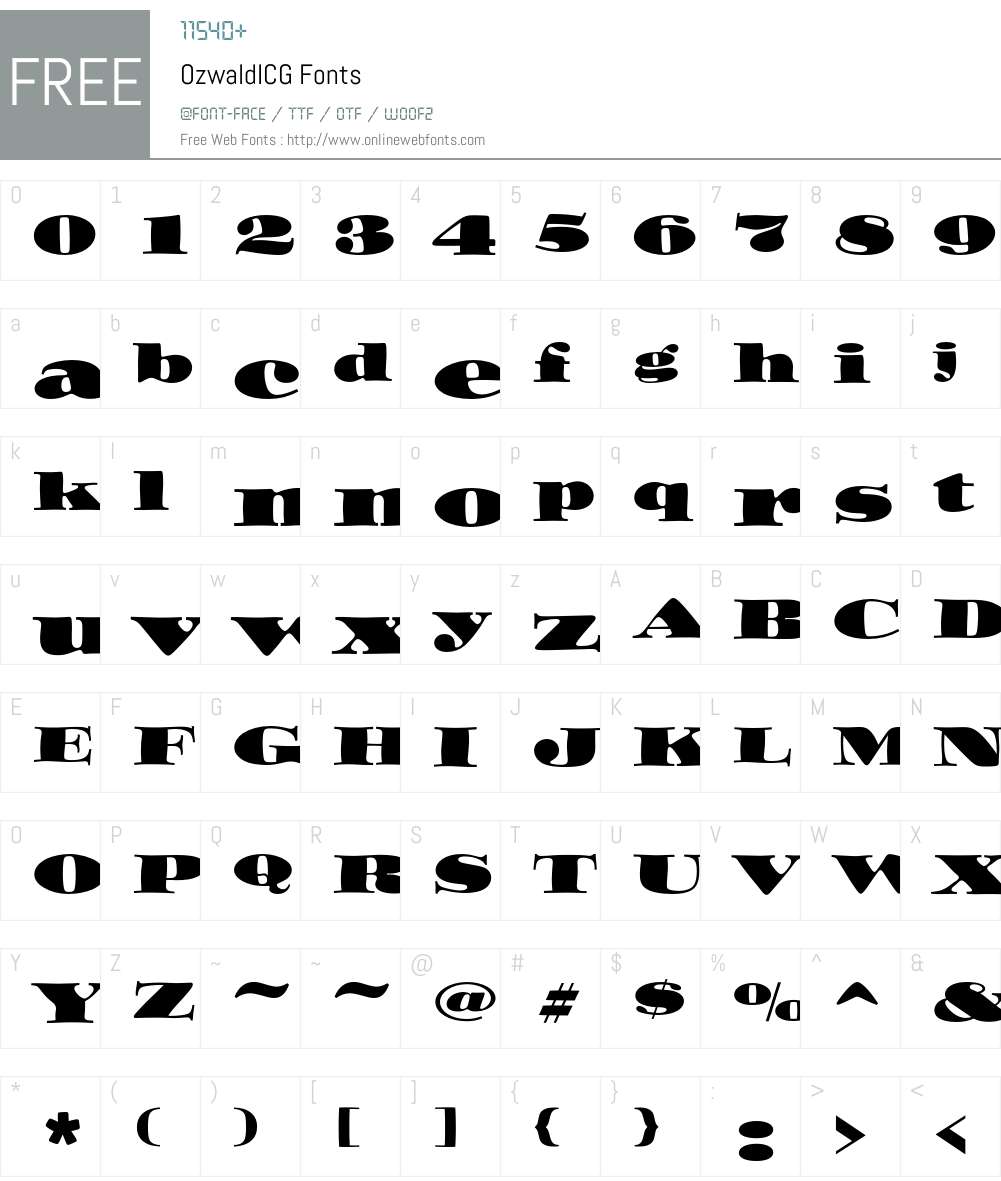OzwaldICG Font Screenshots