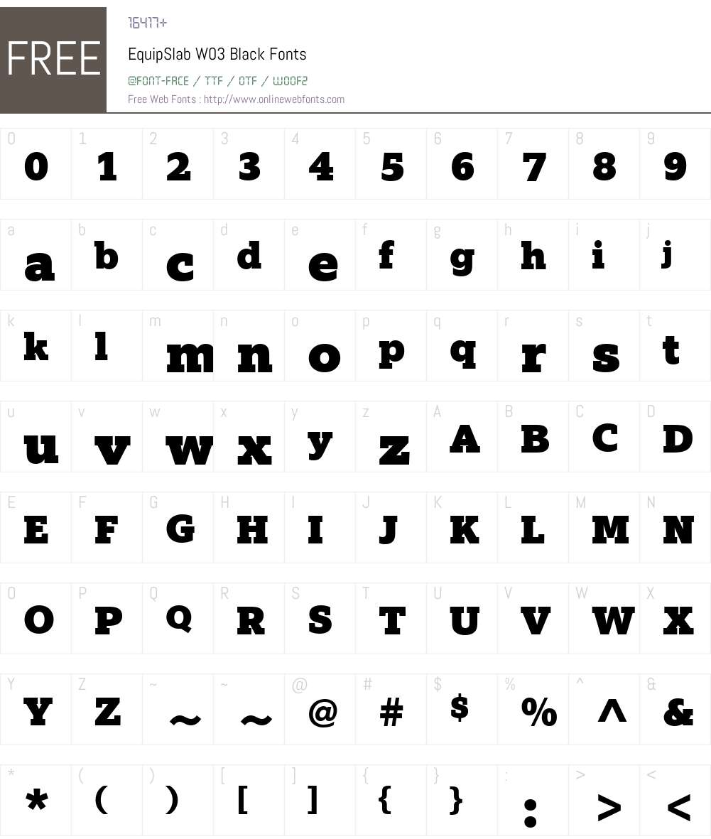 Equip Slab Font Screenshots