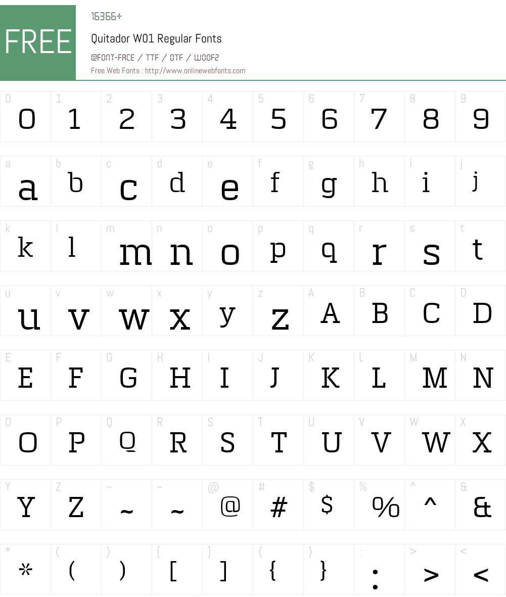 QuitadorW01-Regular Font Screenshots