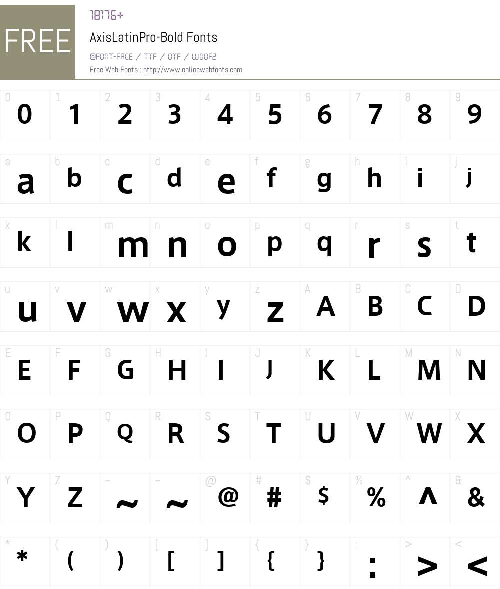 AxisLatinPro-Bold Font Screenshots