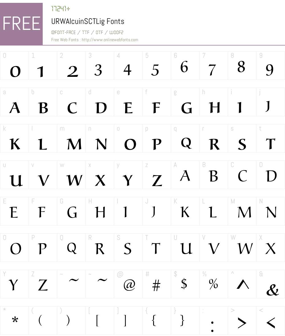 URWAlcuinSCTLig Font Screenshots