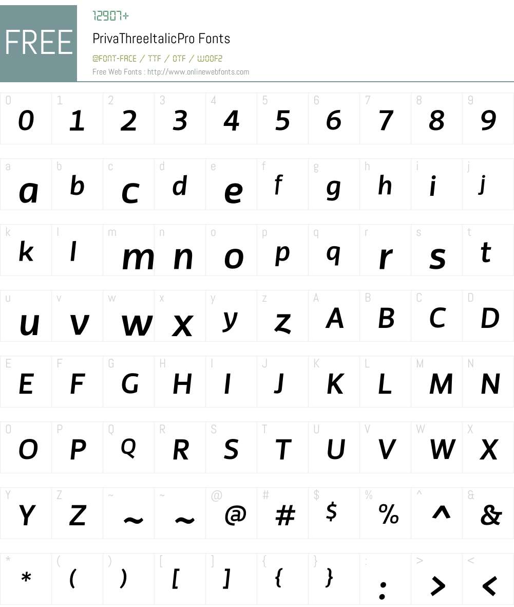 PrivaThreeItalicPro Font Screenshots