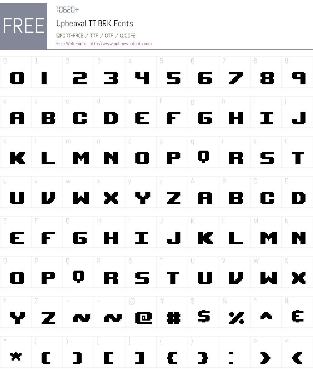 Upheaval TT BRK Font Screenshots