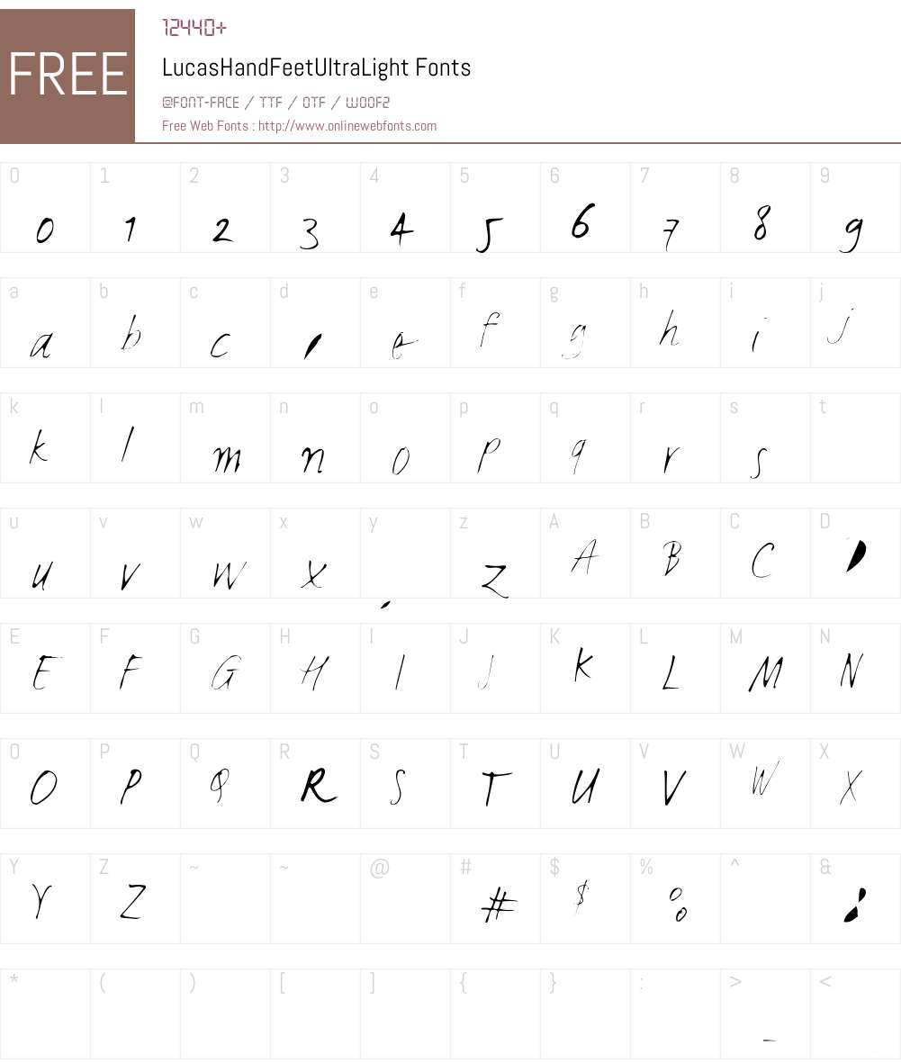 LucasHandFeetUltraLight Font Screenshots
