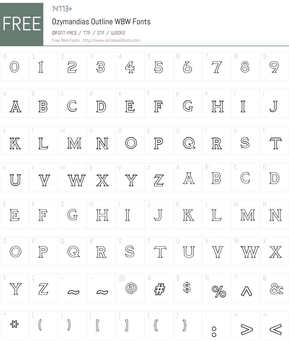 Ozymandias Outline WBW Font Screenshots