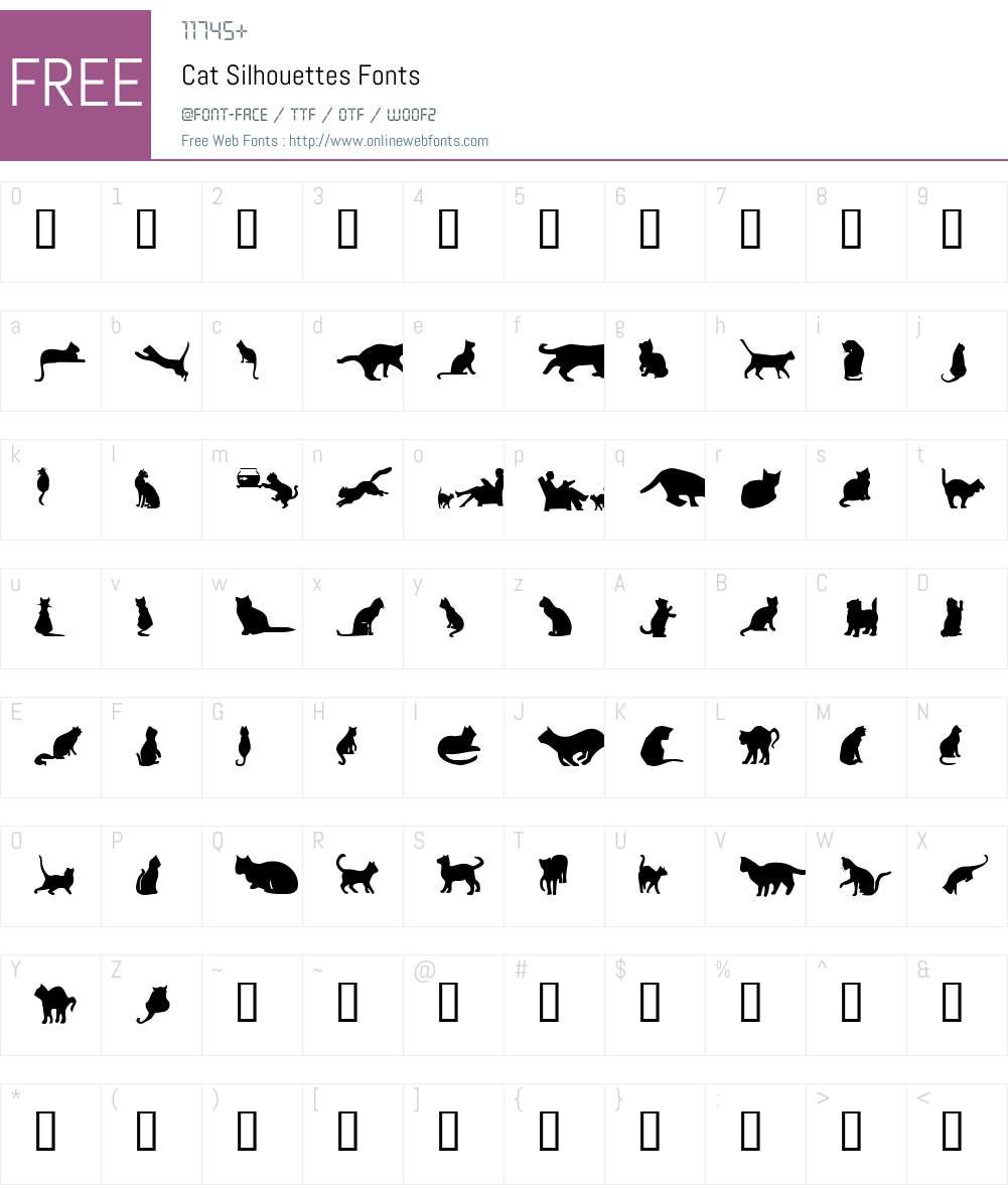 Cat Silhouettes Font Screenshots
