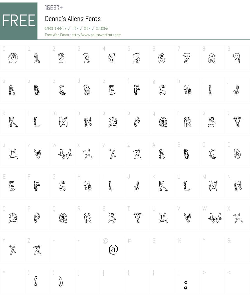 Denne's Aliens Font Screenshots