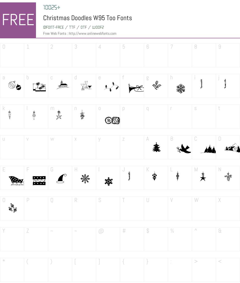 ChristmasDoodlesW95-Too Font Screenshots