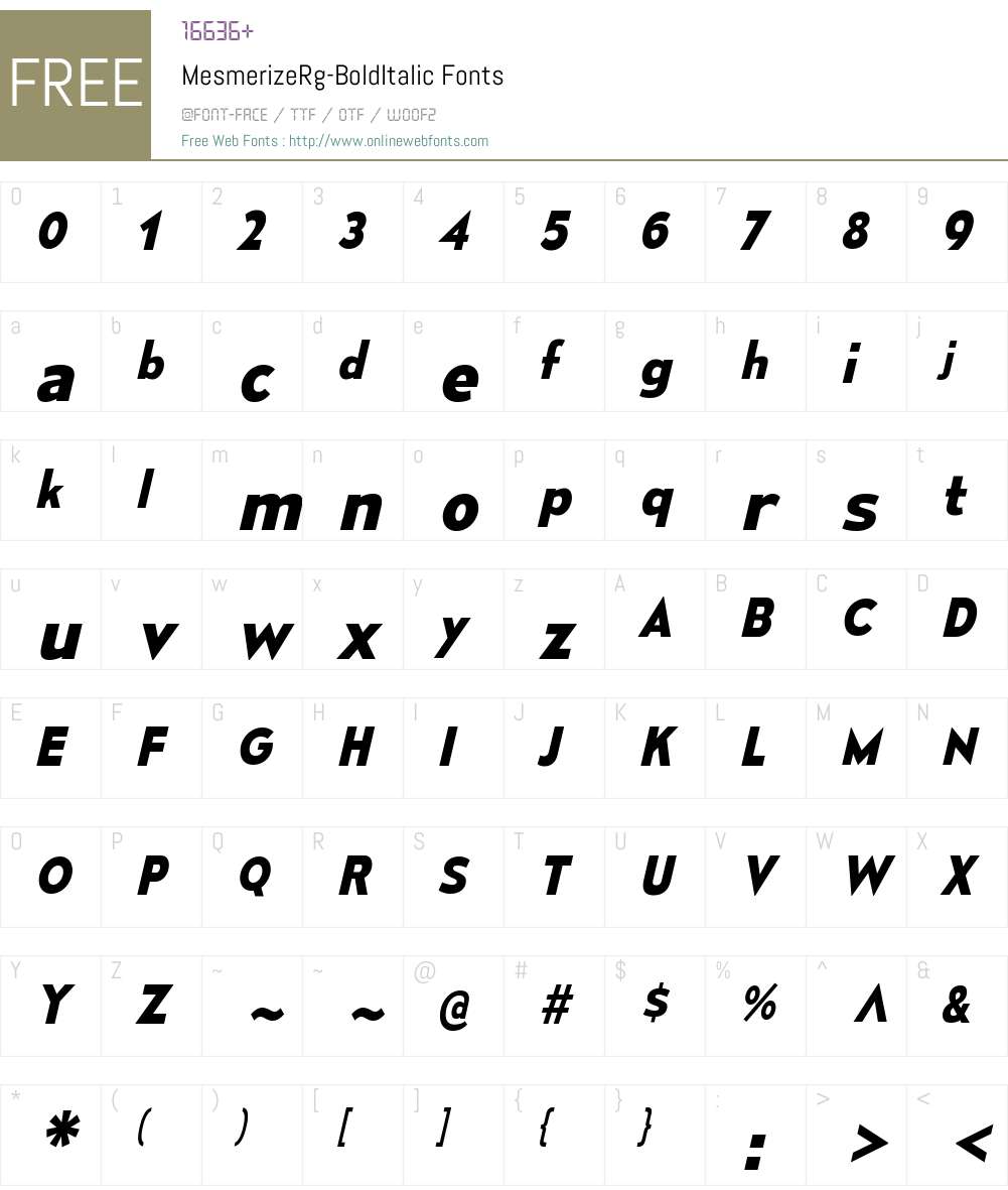 Mesmerize Font Screenshots