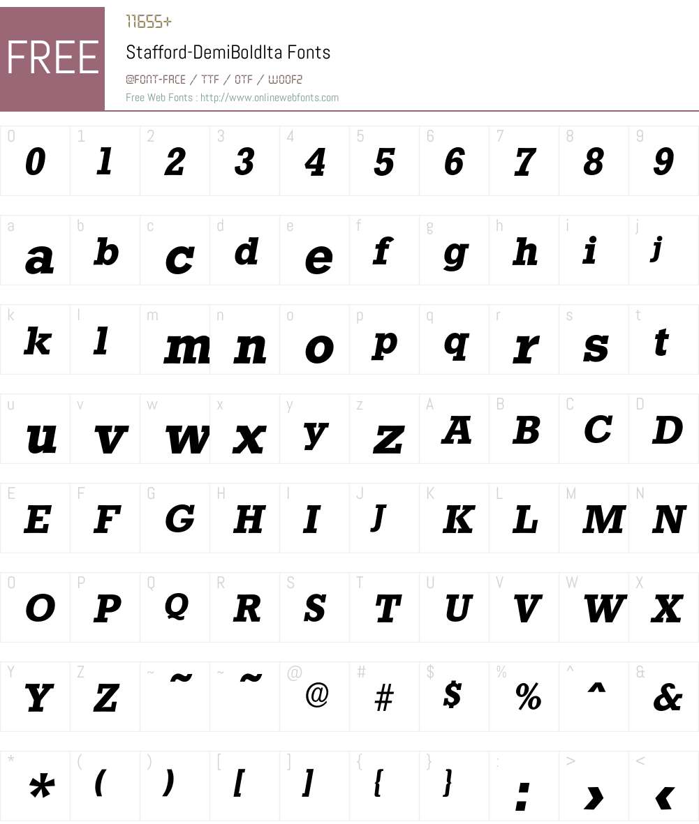 Stafford-DemiBoldIta Font Screenshots