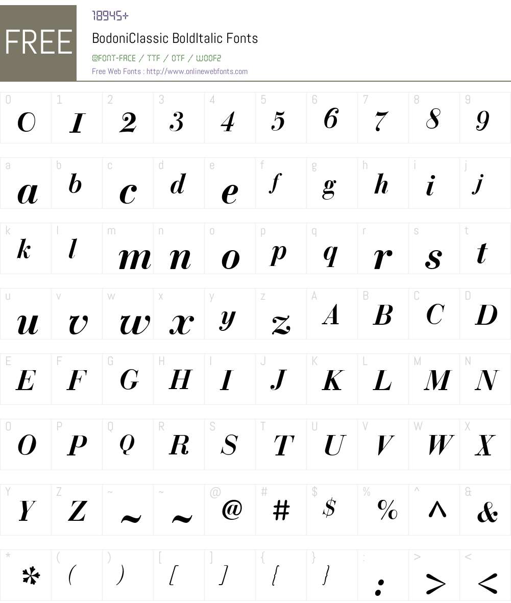 BodoniClassic Font Screenshots