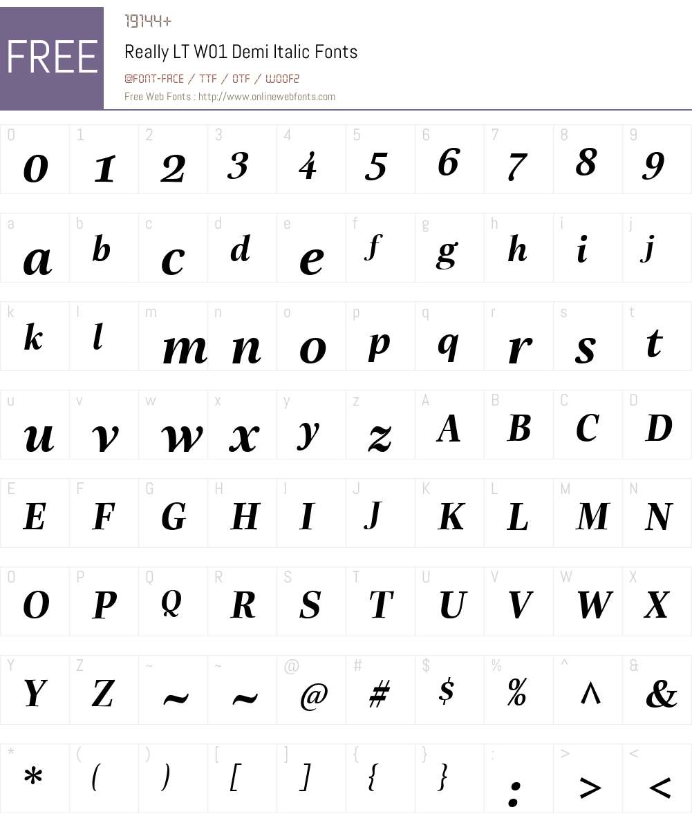 ReallyLTW01-DemiItalic Font Screenshots