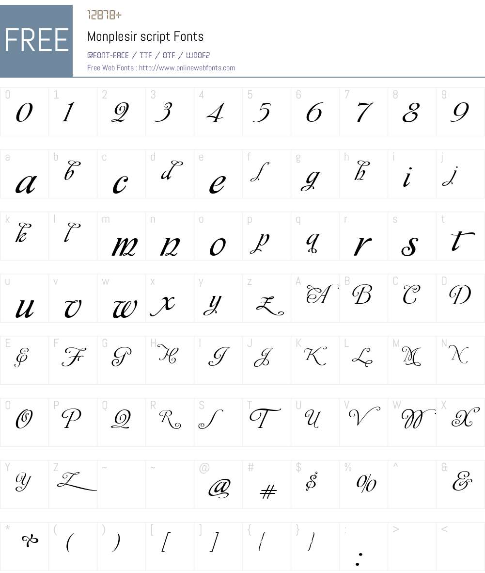 Monplesir script Font Screenshots