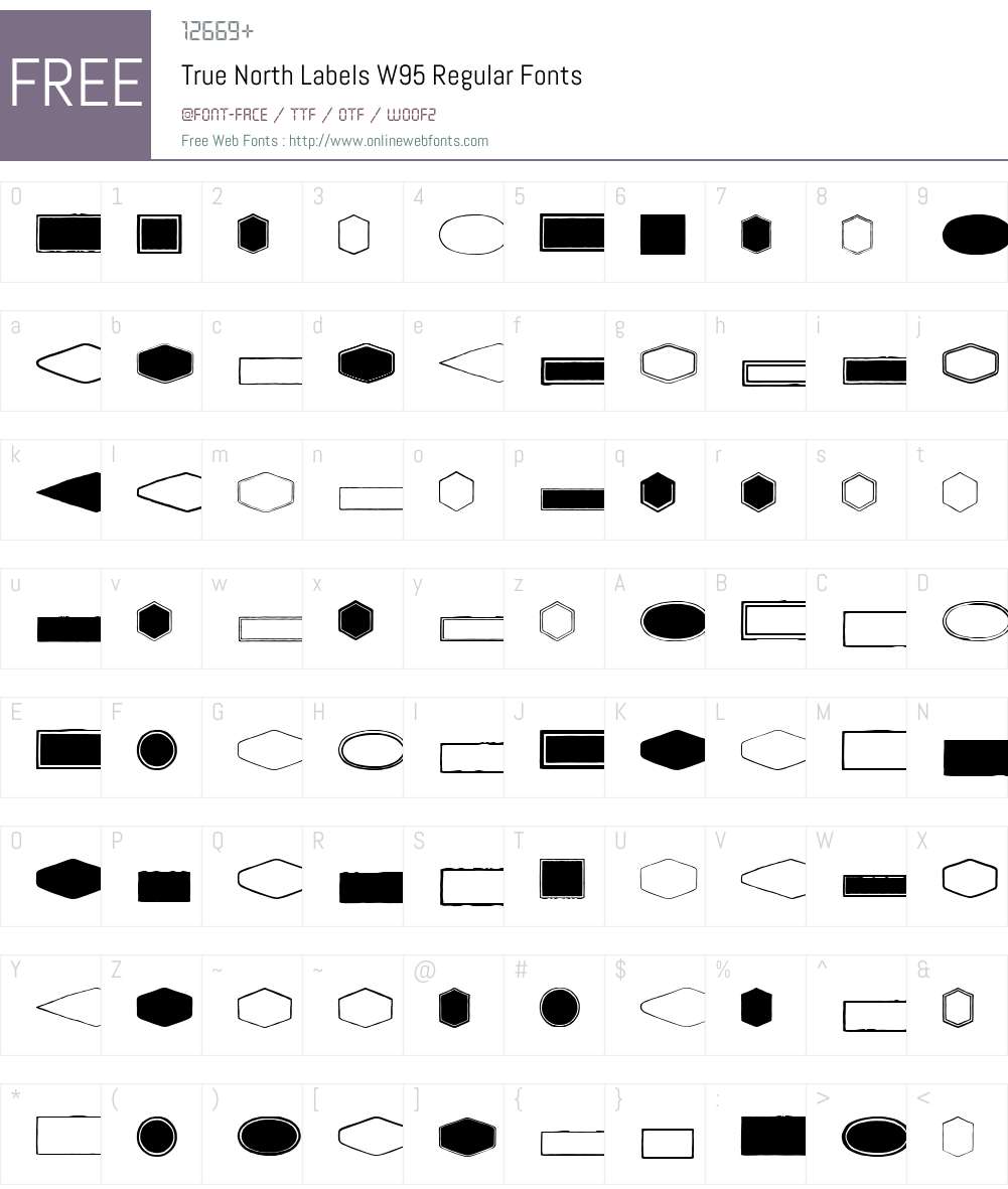 TrueNorthLabelsW95-Regular Font Screenshots