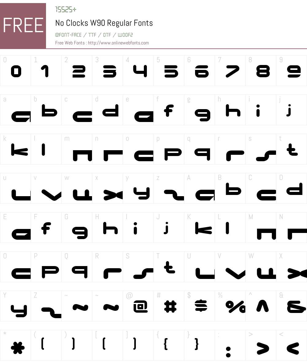 NoClocksW90-Regular Font Screenshots