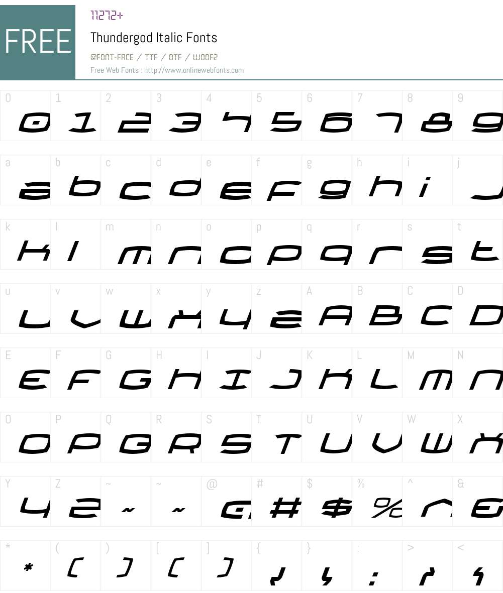 Thundergod Italic Font Screenshots