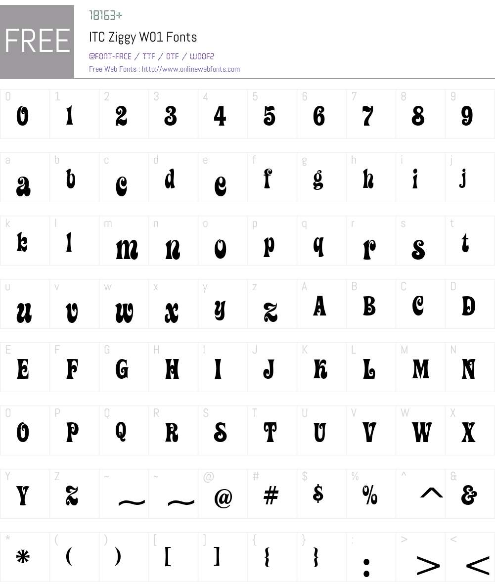 ITCZiggyW01 Font Screenshots