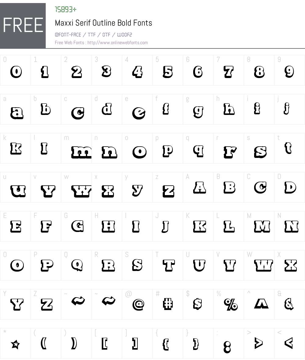 Maxxi Serif Outline Font Screenshots
