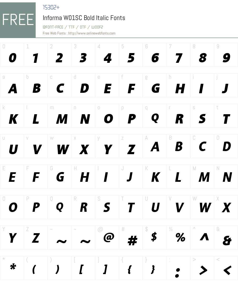 InformaW01SC-BoldItalic Font Screenshots