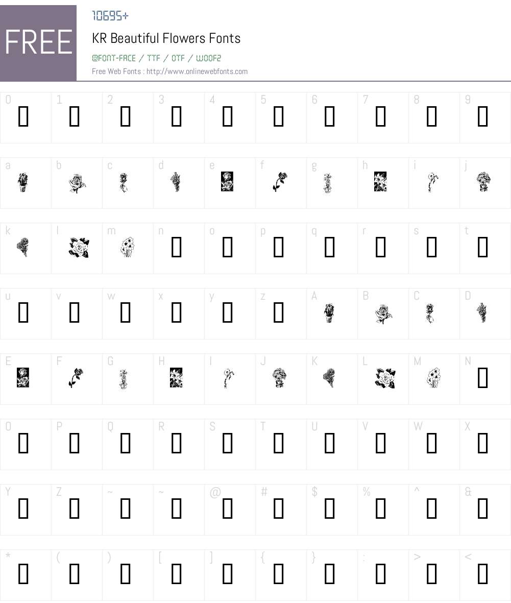 KR Beautiful Flowers Font Screenshots