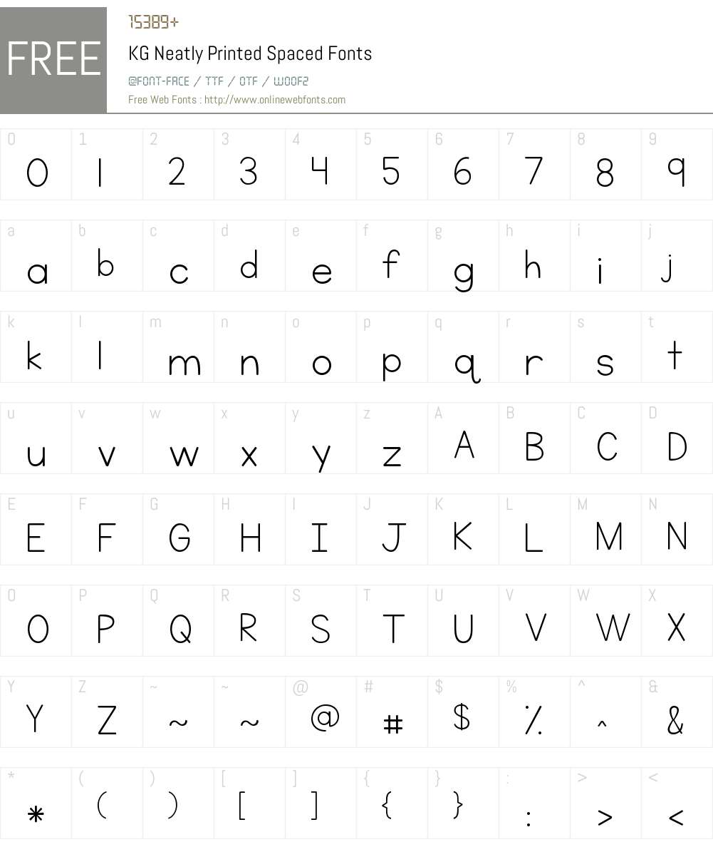 KG Neatly Printed Spaced Font Screenshots