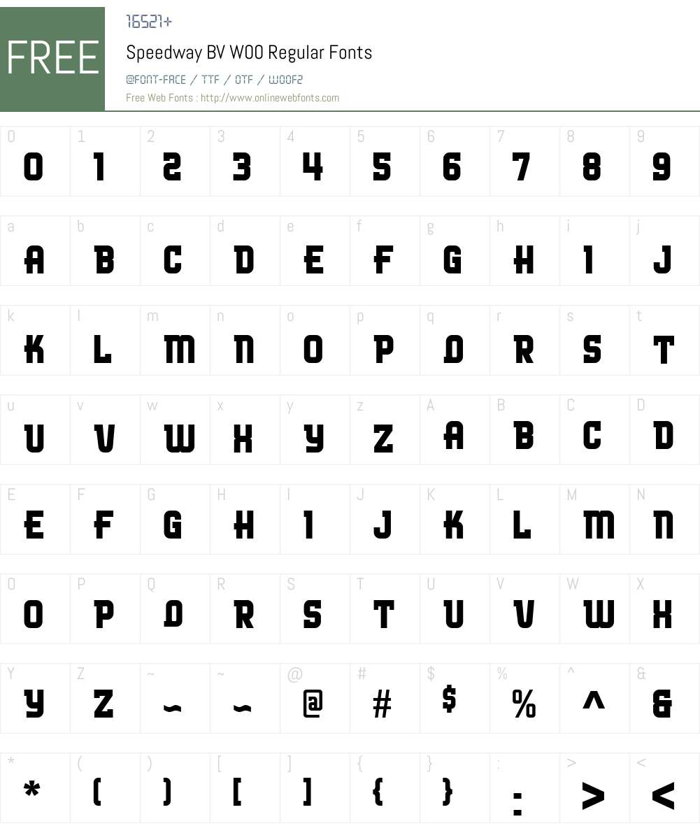 Speedway BV Font Screenshots