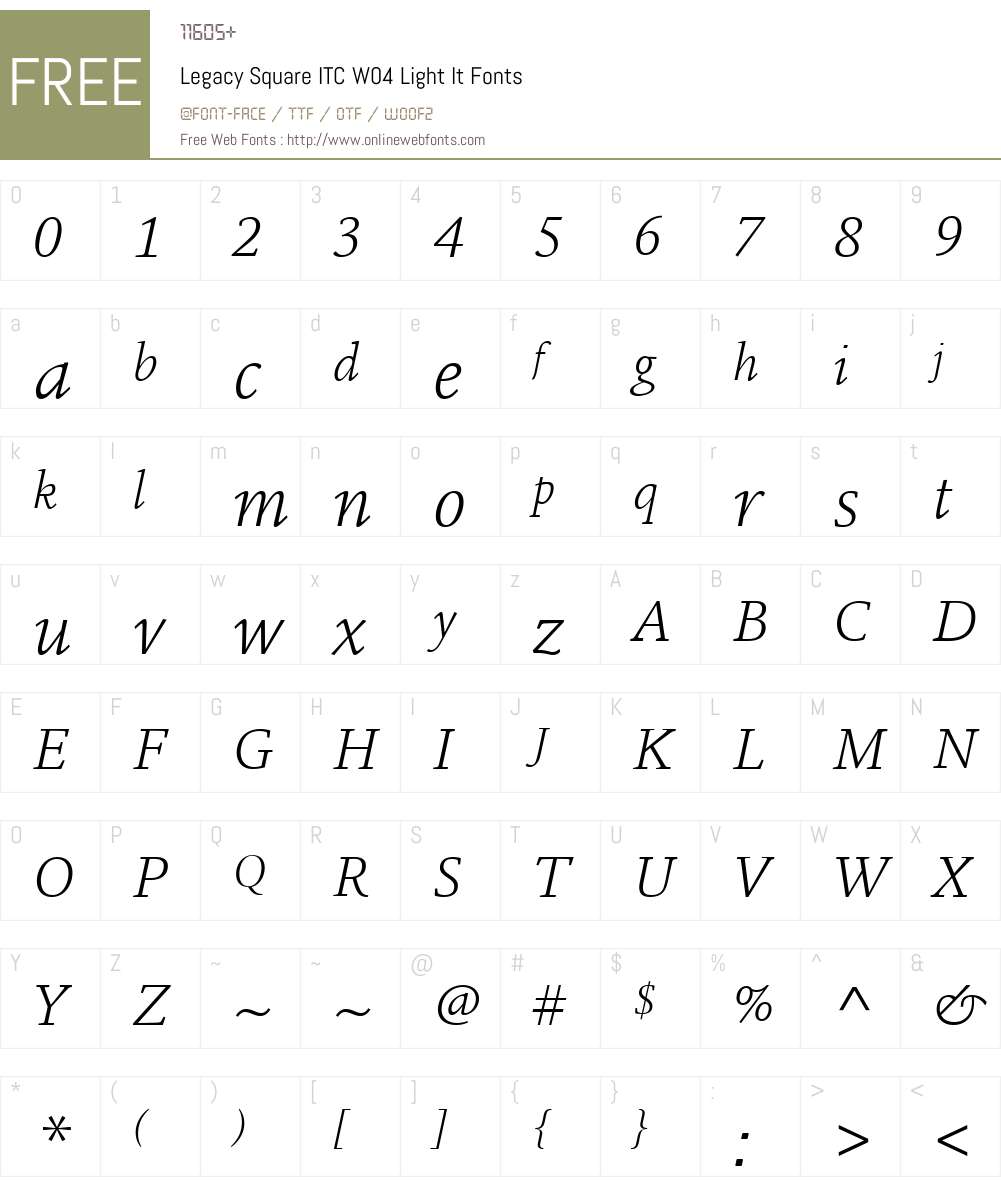 ITC Legacy Square Serif Font Screenshots