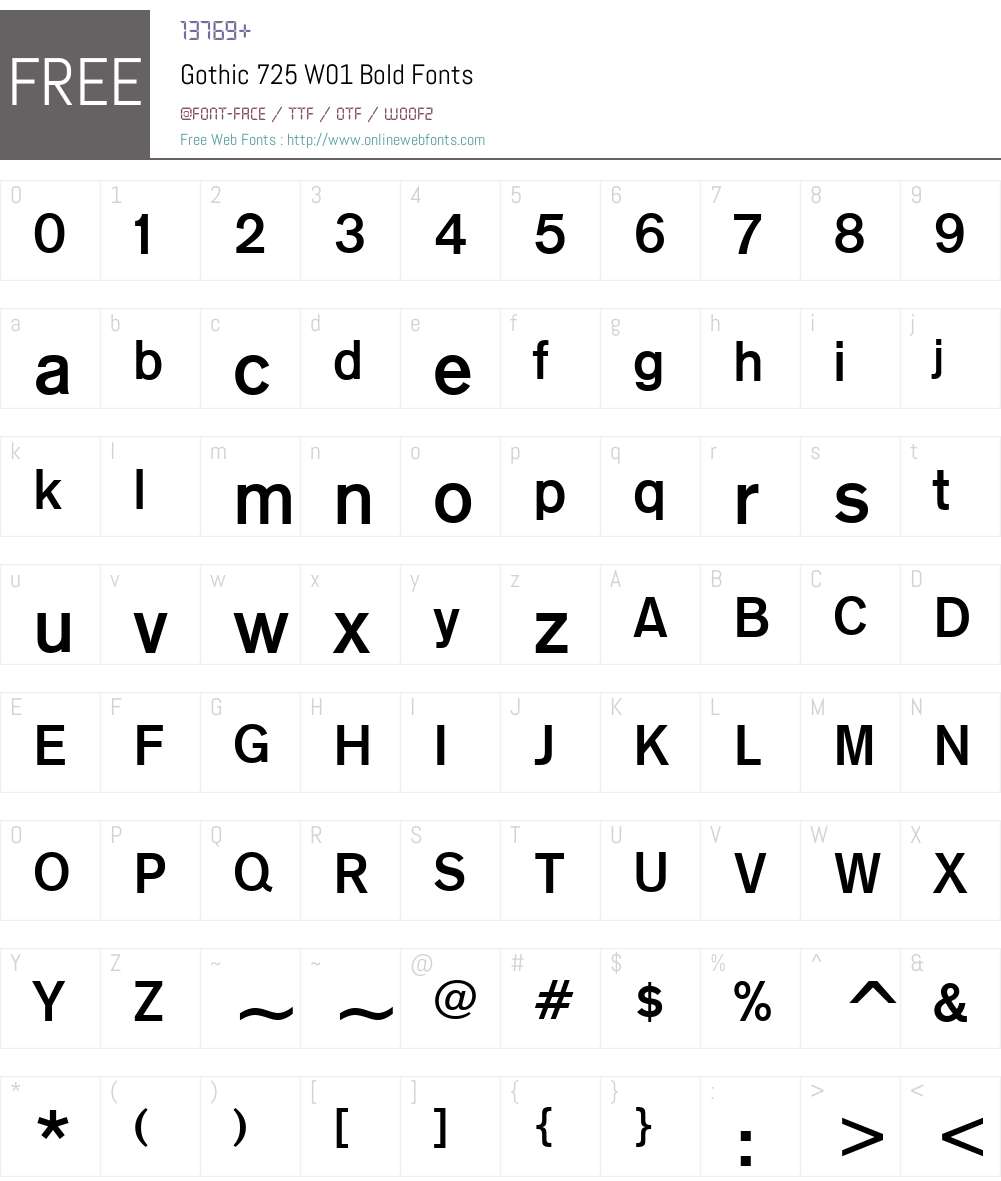 Gothic725W01-Bold Font Screenshots