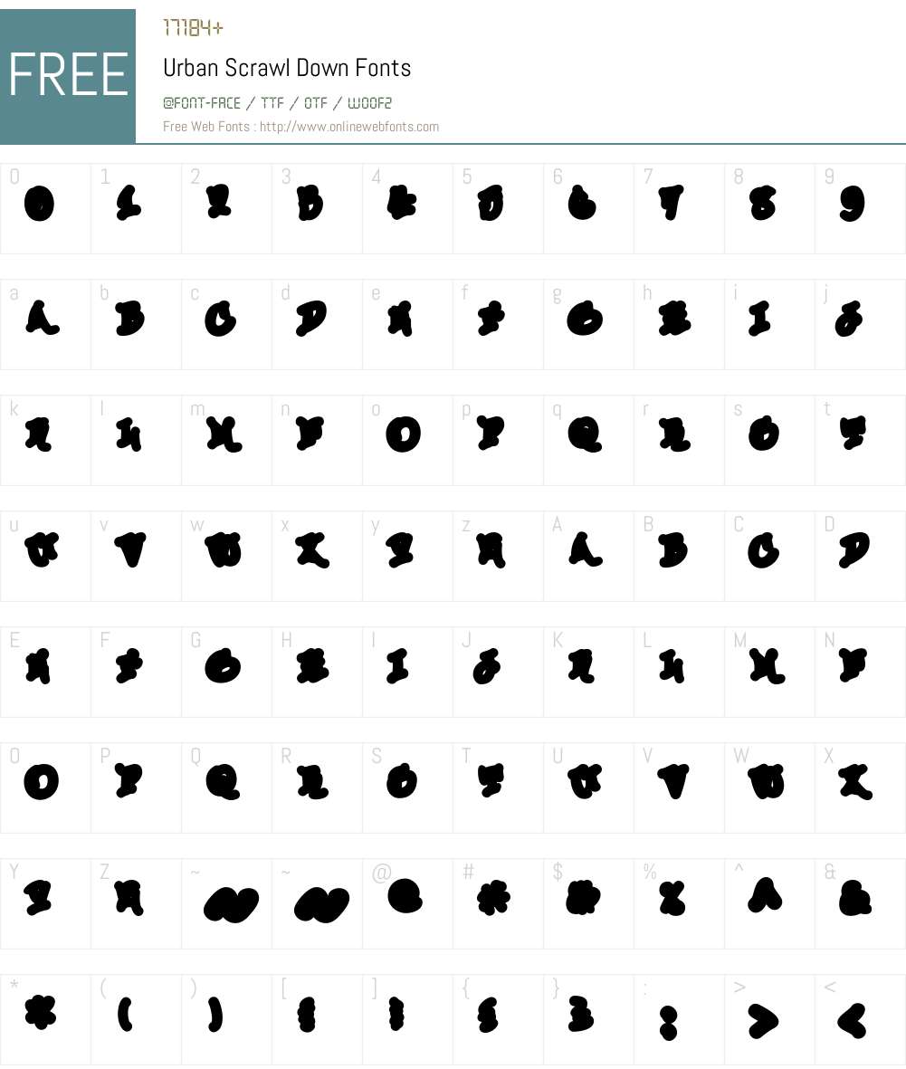Urban Scrawl Down Font Screenshots