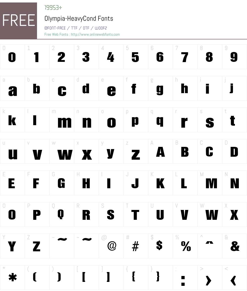 Olympia-HeavyCond Font Screenshots