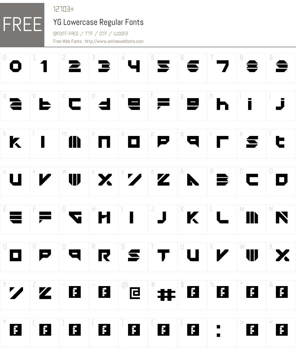YG Lowercase Font Screenshots