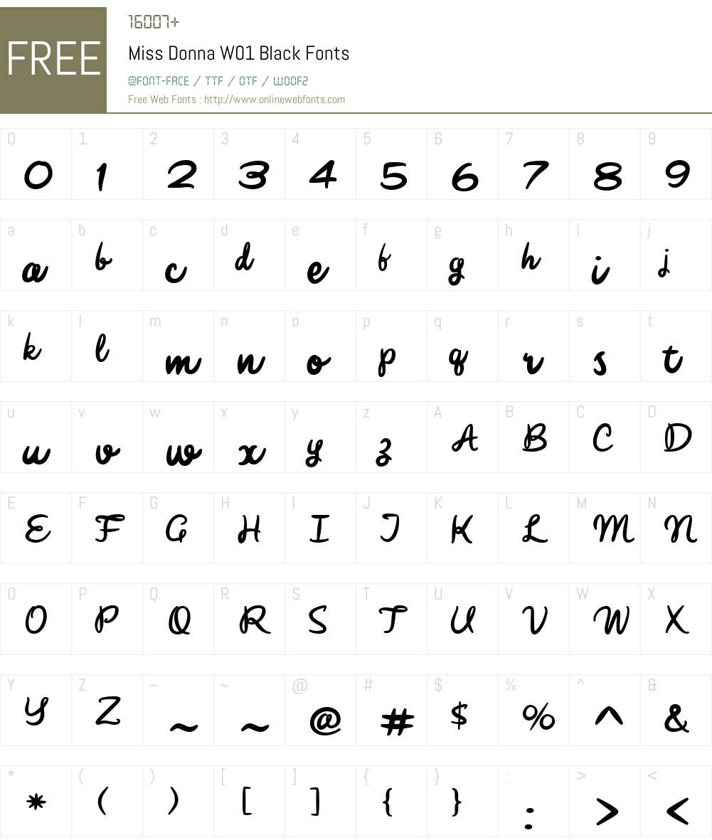 MissDonnaW01-Black Font Screenshots