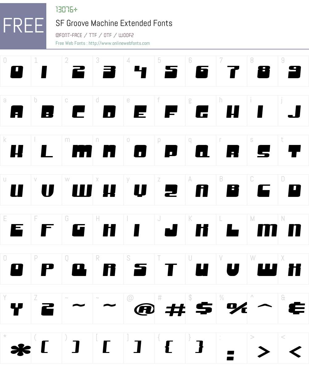 SF Groove Machine Extended Font Screenshots