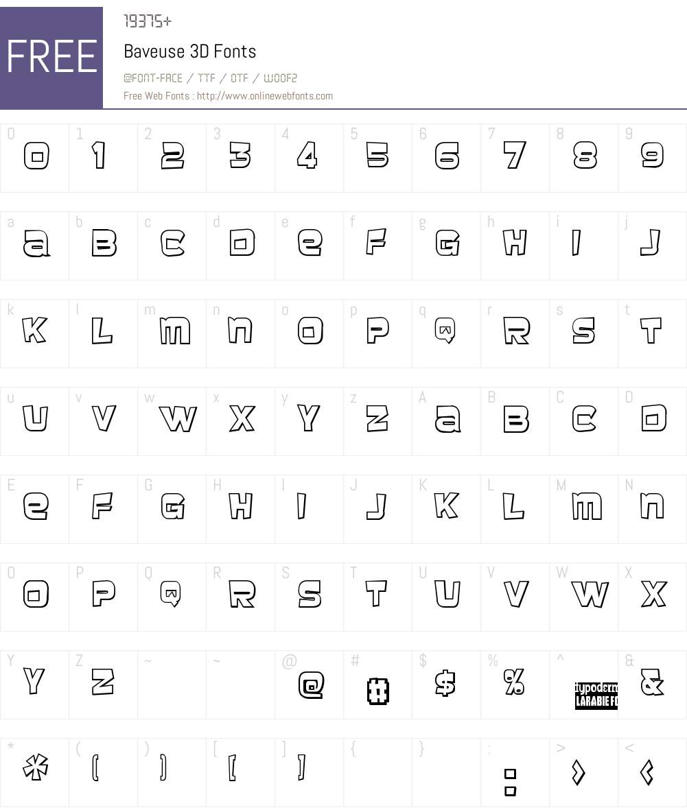 Baveuse 3D Font Screenshots