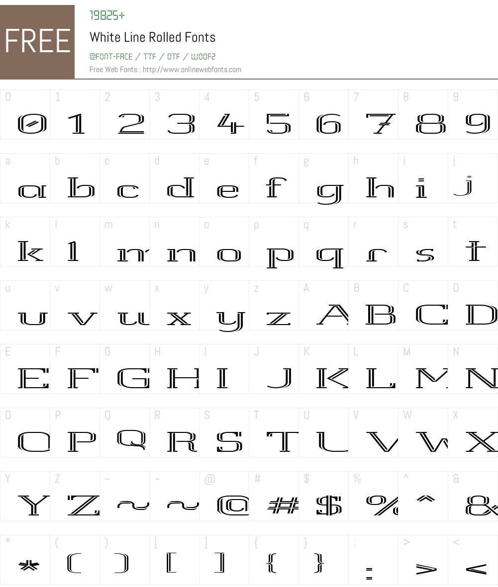 White Line Rolled Font Screenshots
