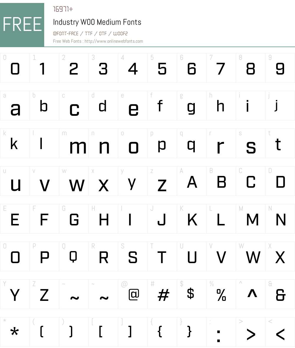 IndustryW00-Medium Font Screenshots