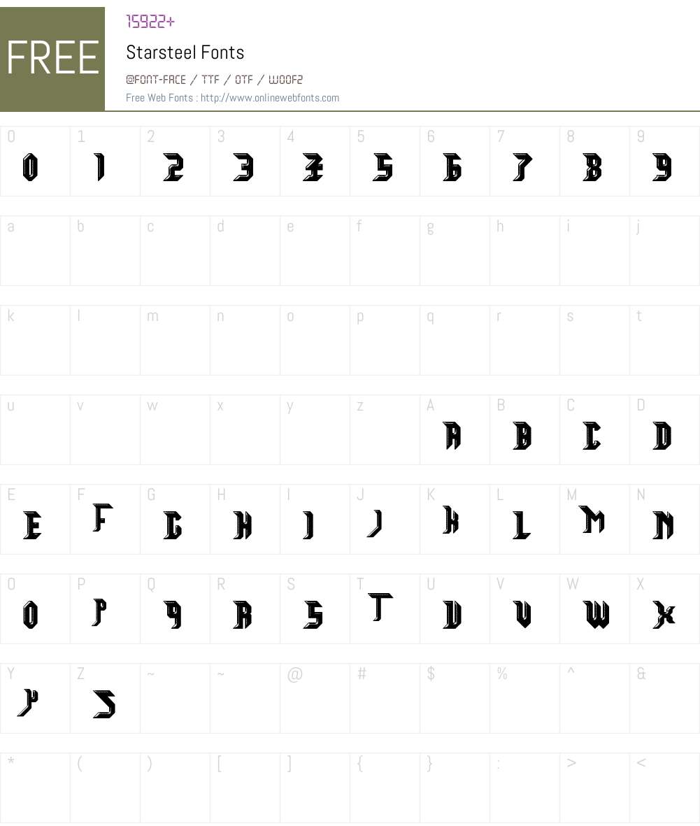 Starsteel Font Screenshots