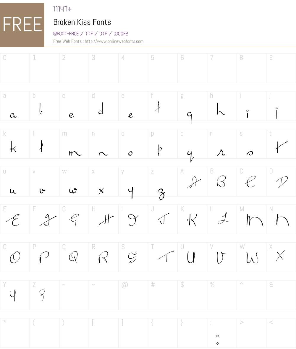 Broken Kiss Font Screenshots