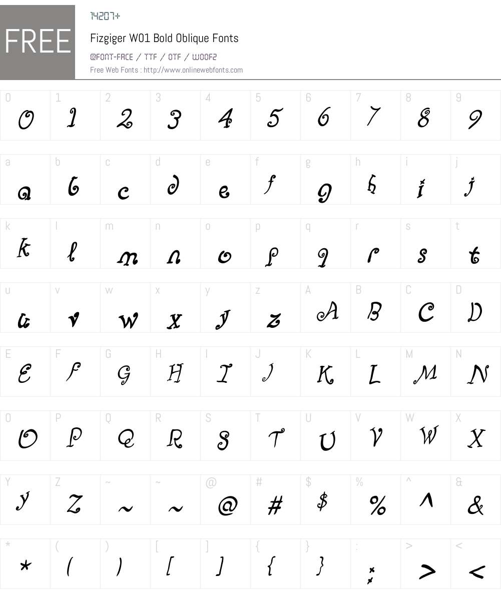 FizgigerW01-BoldOblique Font Screenshots
