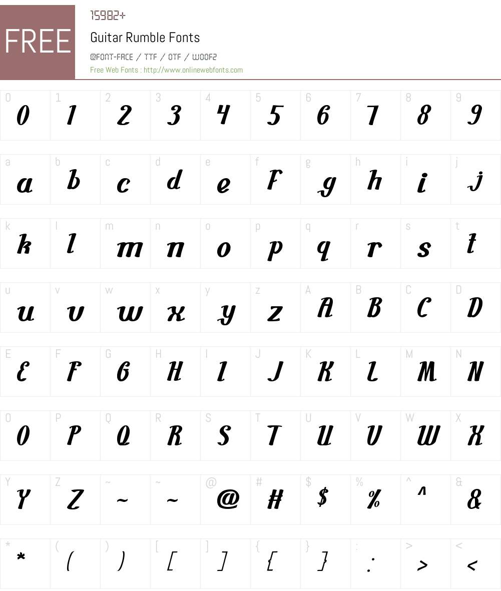 Guitar Rumble Font Screenshots