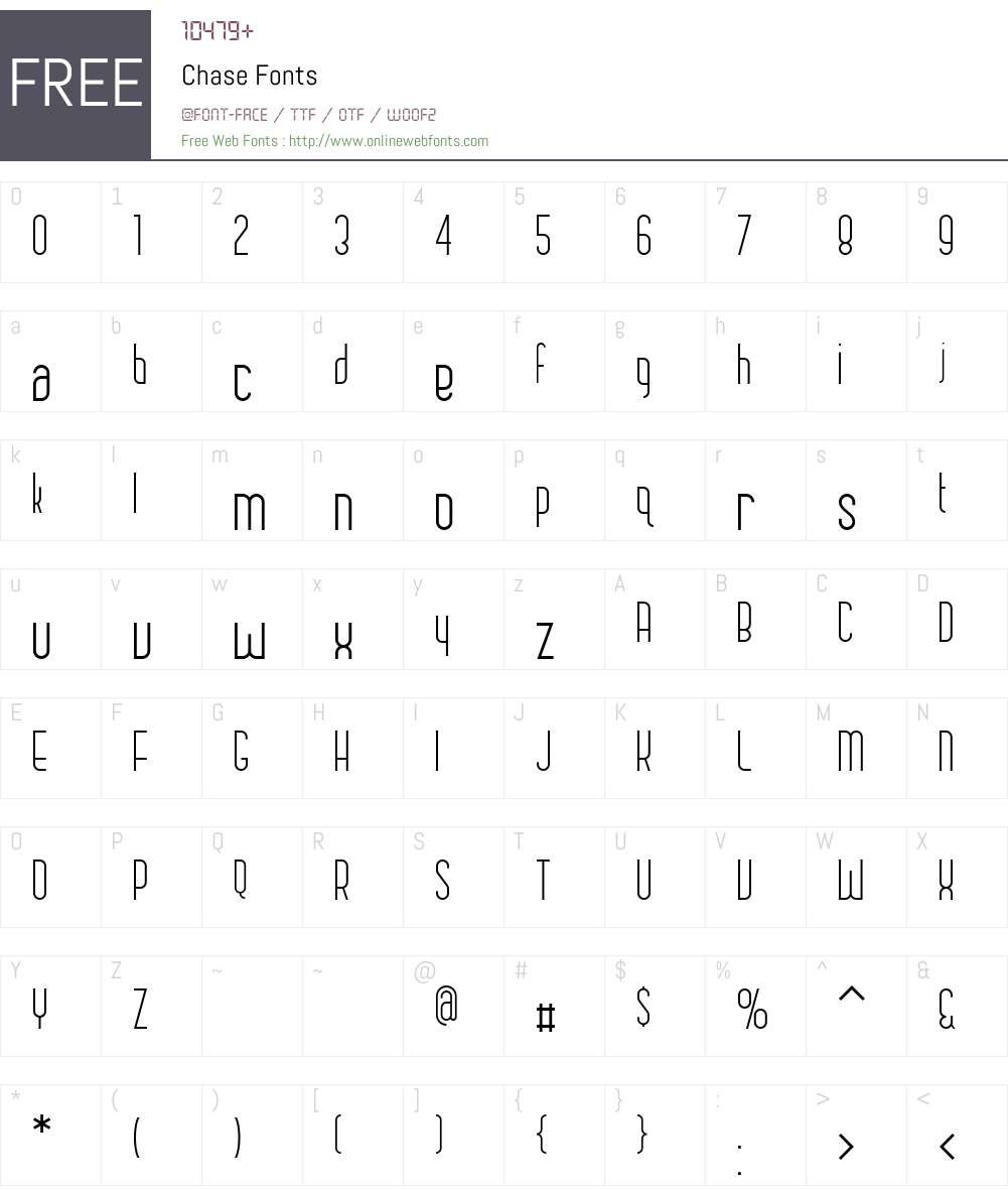 Chase Font Screenshots